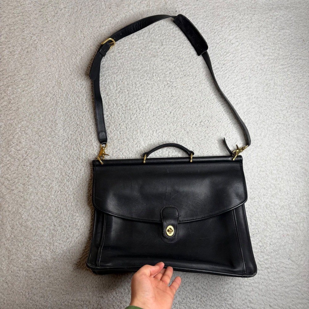 Vintage Coach Beekman Briefcase Black Leather USA Made 0162-319 Messenger Bag